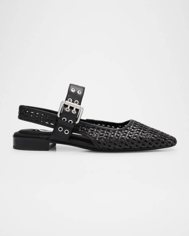 Astra Woven Buckle Slingback Ballerina Flats